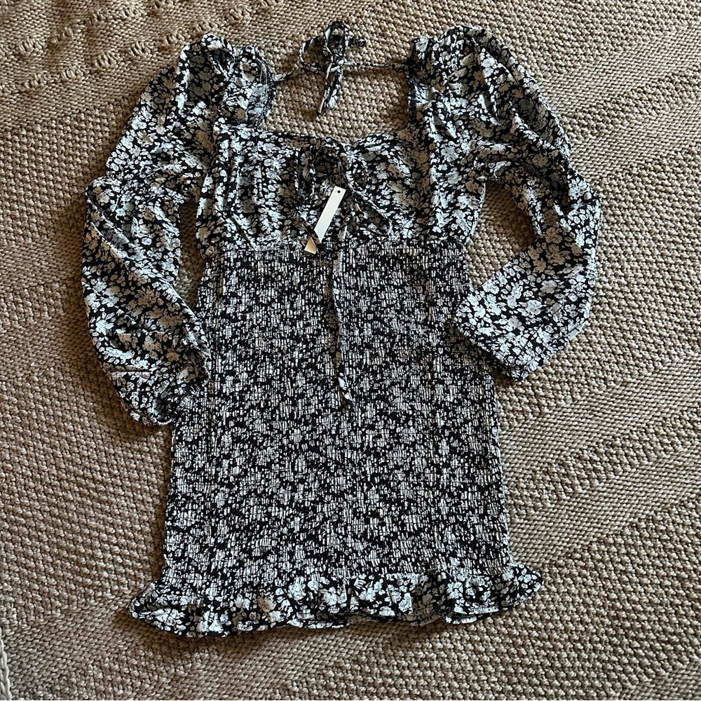 Black floral dress long sleeve medium